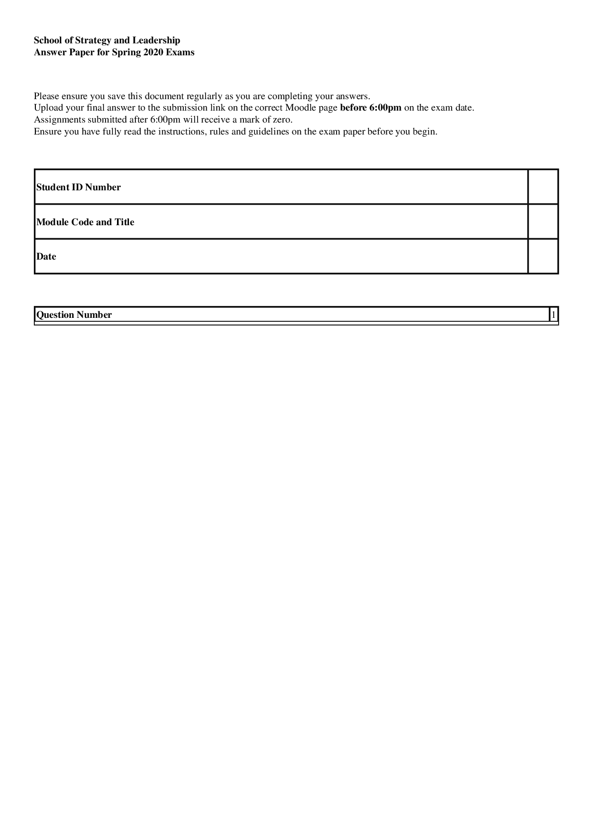 Preview image for Coventry University 234SAM_April 2020 Exam Answers